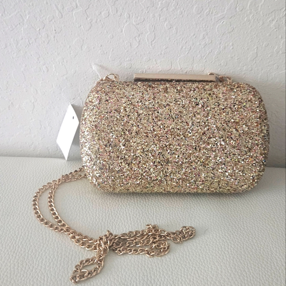 Gold Glitter Clutch Bag
